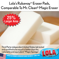 Lola Brand, item 4224 Rubaway Eraser Pad, 4 pack, Mr. Clean Magic Eraser Comparable Rubaway