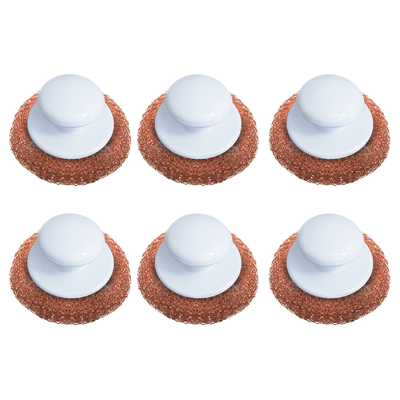 Copper Mesh Scourer with Hand Saver Knob -6 Pack