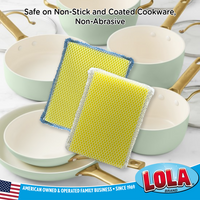 Lola Products Microfiber & Nylon Net Sponges: 12 Dual Sided Nylon Net Sponge Pads, Non-Scratch and 12-Sided Cleaning Sponge Pads, 24 Pack Combo