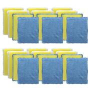 Lola Products Microfiber & Nylon Net Sponges: 12 Dual Sided Nylon Net Sponge Pads, Non-Scratch and 12-Sided Cleaning Sponge Pads, 24 Pack Combo