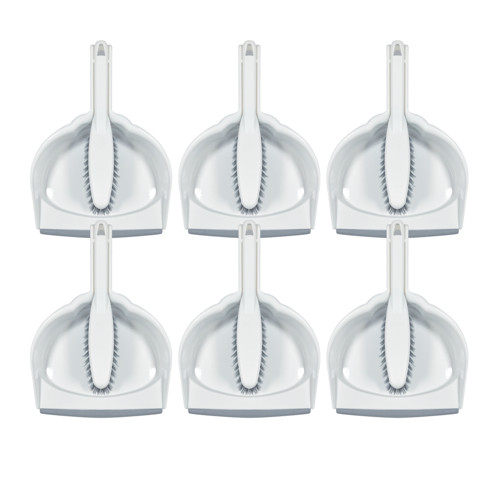 Dust Pan & Brush Set - Clip On - 6 count