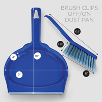 Dust Pan & Brush Set - Clip On - 6 count