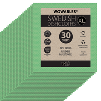 Wowables, Swedish Dish Cloths on a Roll, Reusable & Biodegradable Paper Towels, 30 Count Roll