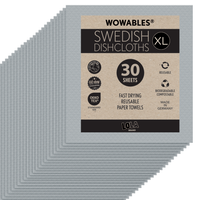 Wowables, Swedish Dish Cloths on a Roll, Reusable & Biodegradable Paper Towels, 30 Count Roll