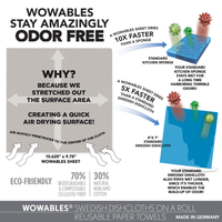 Wowables, Swedish Dish Cloths on a Roll, Reusable & Biodegradable Paper Towels, 30 Count Roll