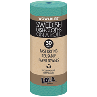 Wowables, Swedish Dish Cloths on a Roll, Reusable & Biodegradable Paper Towels, 30 Count Roll