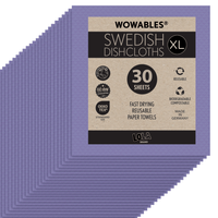 Wowables, Swedish Dish Cloths on a Roll, Reusable & Biodegradable Paper Towels, 30 Count Roll