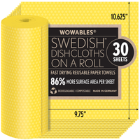 Wowables, Swedish Dish Cloths on a Roll, Reusable & Biodegradable Paper Towels, 30 Count Roll