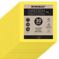Wowables, Swedish Dish Cloths on a Roll, Reusable & Biodegradable Paper Towels, 30 Count Roll