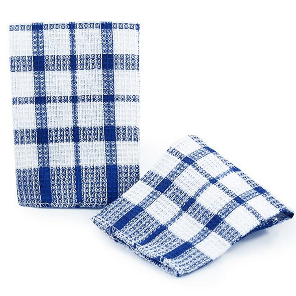100% Cotton Waffle Weave Check Plaid Kitchen Towels, 12 x 12