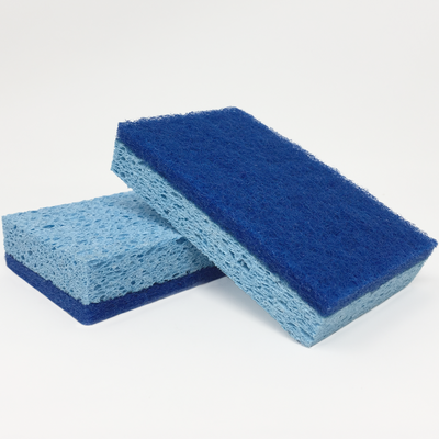LOLA Dual Sided Scrub Sponge, Natural Cellulose and Fiber Scrubber, 2 Pack