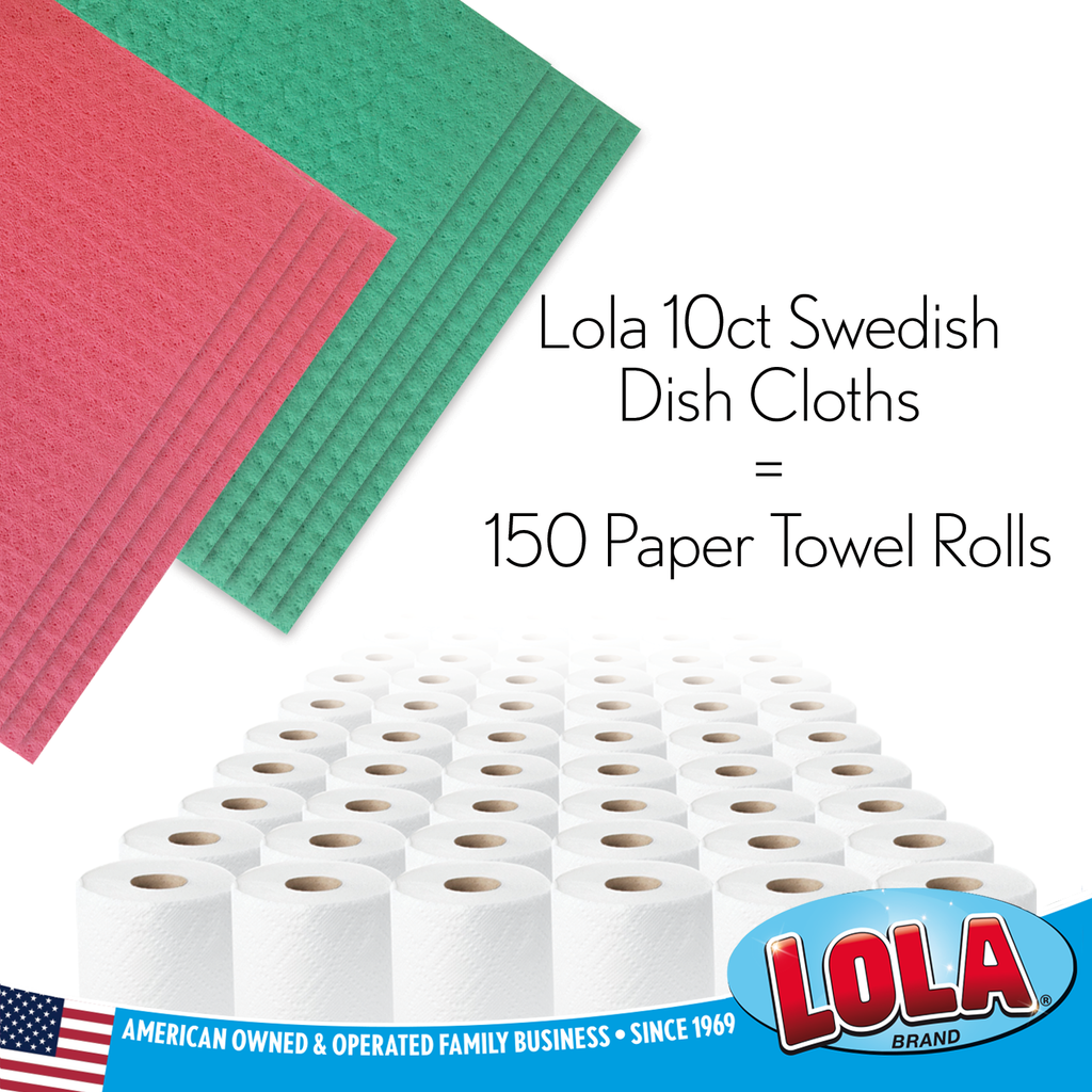 LOLA Wowables Swedish Dish Cloths, Reusable & Biodegradable 30
