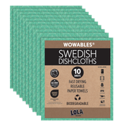 Swedish Dishcloths Biodegradable Reusable Paper Towels 10 Pack - Green - Made in Germany