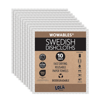 Swedish Dishcloths Biodegradable Reusable Paper Towels 10 Pack - Natural - Made in Germany