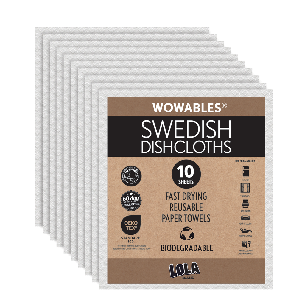 Swedish Dishcloths Biodegradable Reusable Paper Towels 10 Pack - Natural - Made in Germany