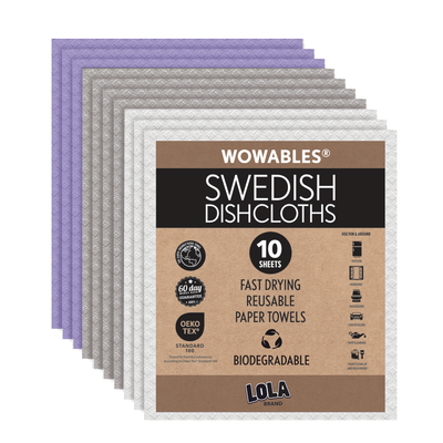 Swedish Dishcloths Biodegradable Reusable Paper Towels 10 Pack - Made in Germany