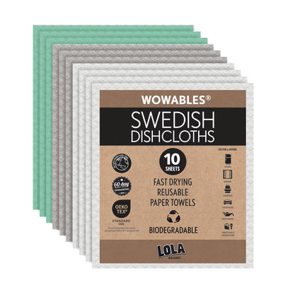 Swedish Dishcloths Biodegradable Reusable Paper Towels 10 Pack - Made in Germany