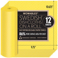Wowables®, The Reusable & Biodegradable Paper Towels, 12 Count Roll, by Lola Brand, 5254
