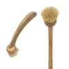 Lola Eco Clean Bamboo Dish Brush No. 752 two views: curved bamboo handle brush and round-head bottle brush with natural tampico bristles