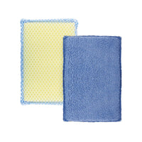 Nylon Net One Side & Microfiber Terry Cloth One Side / 2-Way Cleaning Sponge Pad - 2 pack