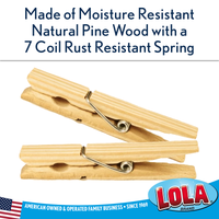 clothespins, made of birch wod, coil spring load, rust resistant, #850, LOLA