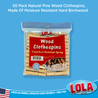 Moisture resistant hard birchwood Clothespins, Item# 850, LOLA