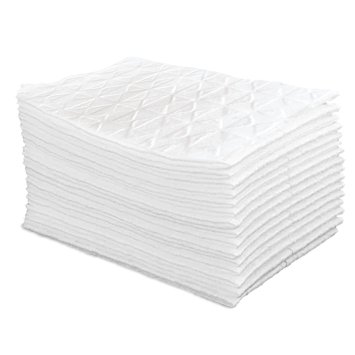 Lola dry sweeping cloth refills 16-count, neatly stacked block of white embossed dry sweeping cloths