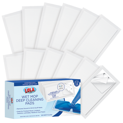 Lola Products, Deep Cleaning Pads - 12 pack, #9011, Swiffer WetJet Compatible,