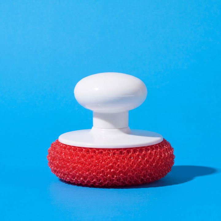 Plastic Mesh Scourer with Hand Saver Knob, won't scratch