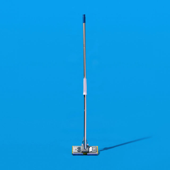 SqueezeMatic Butterfly Sponge Mop, 9" Wide Head and 48" Long Steel Handle, comparable to Quickie Automatic Sponge Mop Type S