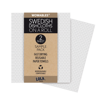 Wowables, Swedish Dish Cloths on a Roll, Reusable & Biodegradable Paper Towels, 2 Count Sample Pack